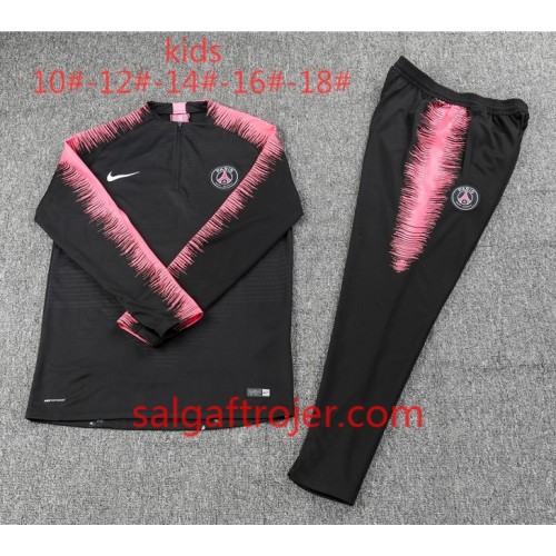 PSG Børn Sweatshirt Dragt Sort Lyserød 2018-2019 PSG Børn Sweatshirt Dragt Sort Lyserød 2018-2019